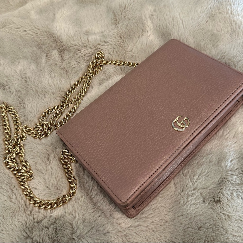 GG MARMONT LEATHER MINI CHAIN BAG
